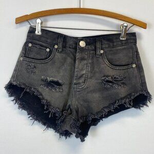 Superdown Black Distressed Jean Shorts